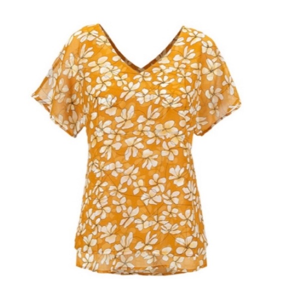 Cabi Thrive Top Butterscotch Yellow Floral Top Size Small - Picture 2 of 9